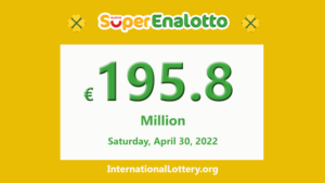 2022年4月28日的SuperEnalotto彩票结果；头奖累积至1.958亿欧元。